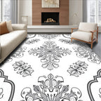 Monochromatic Floral Medallion Symmetry Rug