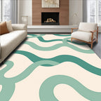 Teal Serpentine Flowing Curvy Abstract Rug