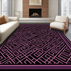 Pink Geometric Maze Linework Rug