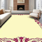 Regal Crimson Floral Scrollwork Border Rug