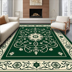 Emerald green floral vine medallion Rug