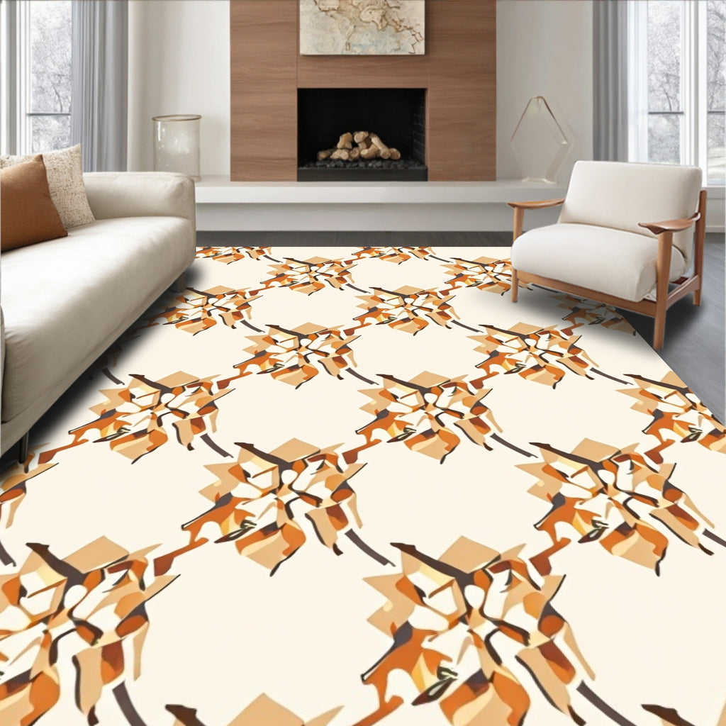 Modern Earthy Tone Abstract Blossom Rug
