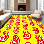 Red Swirls Abstract Geometric Design Rug