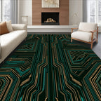 Circuit Board Copper Teal Lines Rug
