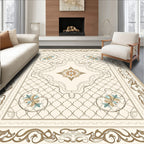 Ornate Cream Terra Cotta Floral Lattice Rug