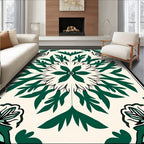 Emerald Green Floral Mandala Rug