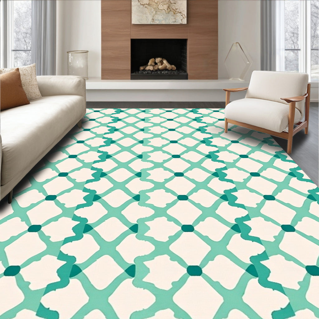 Seafoam Diamond Lattice Texture Rug