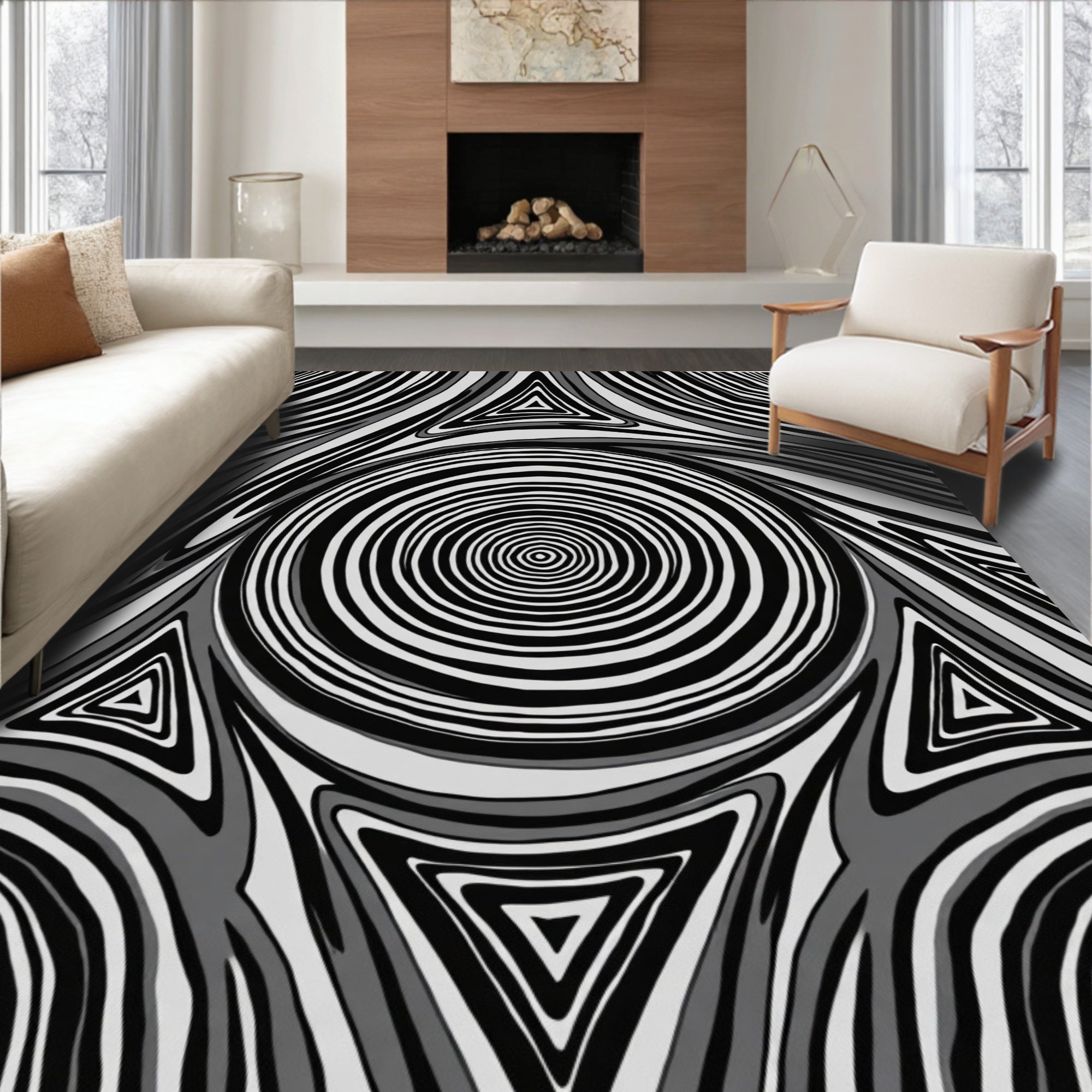 Monochromatic Concentric Triangles Swirl Rug