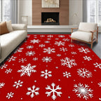 Jubilant White Snowflakes on Red Rug