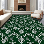 White Snowflake Forest Holiday Rug