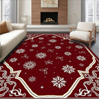 Deep Red Snowflake Winter Wonderland Rug