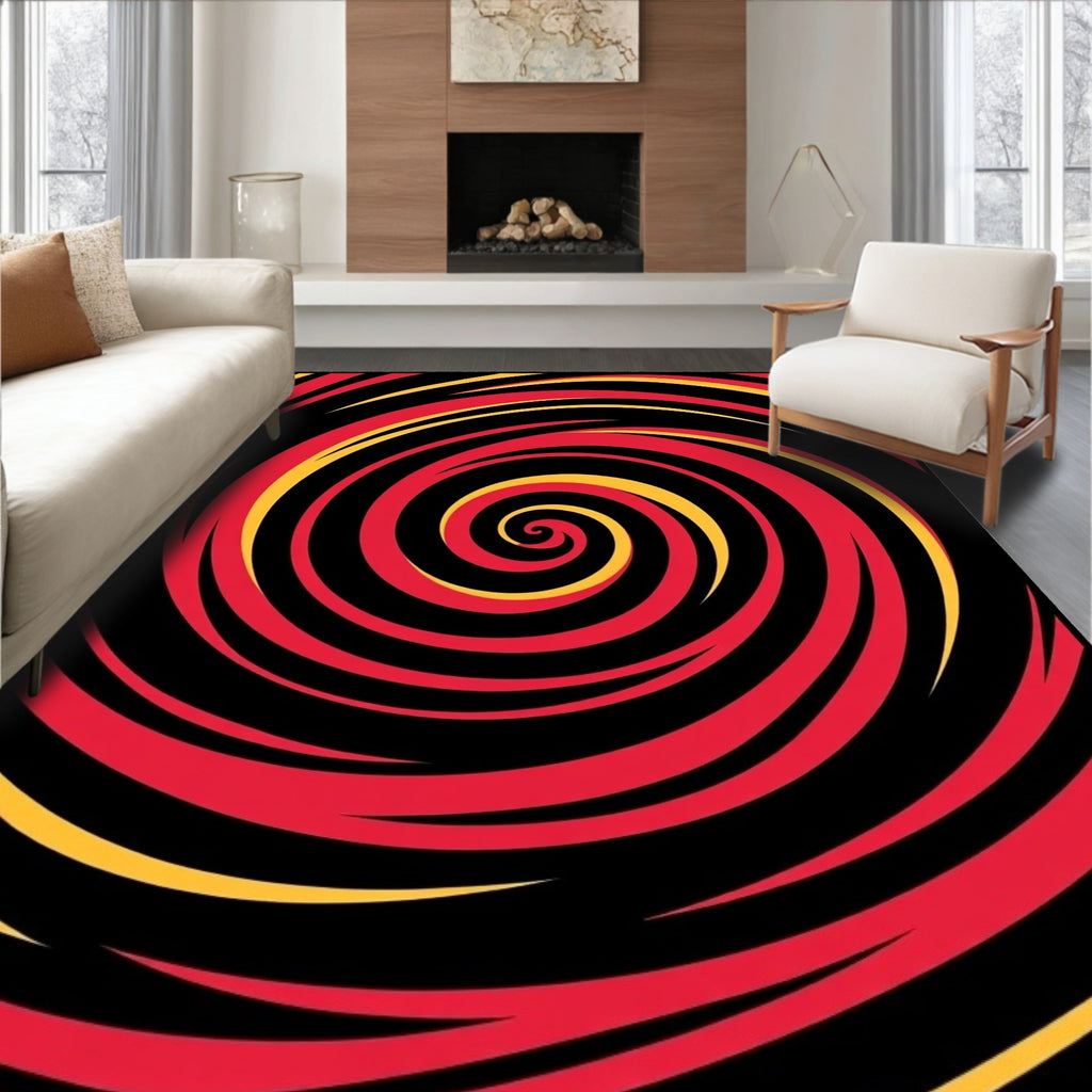 Crimson Gold Black Swirl Rug