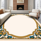 Gold Teal Floral Art Nouveau Frame Rug