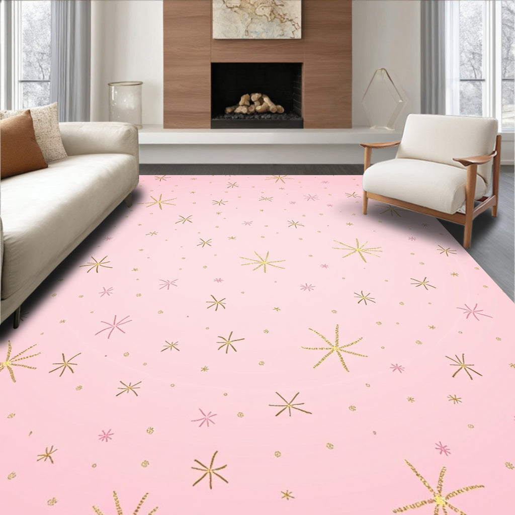 Pink Gold Starburst Sprinkle Rug
