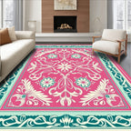Vibrant Pink Floral Art Nouveau Rug