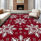 Crimson Snowflake Mandala Arrangement Rug