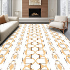 Cream and Brown Abstract Lattice Rug