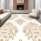 Golden Rococo Scroll Medallion Repeat Rug