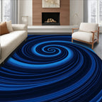 Deep Blue Swirling Vortex Rug