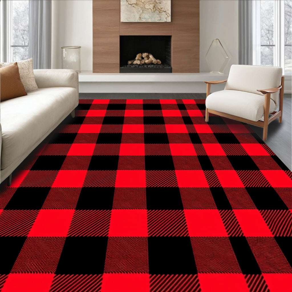 Bold Red Black Buffalo Check Rug