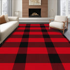 Classic Red Black Buffalo Check Plaid Rug