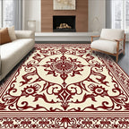 Crimson Medallion Floral Border Rug