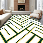 Modern Green and Yellow Geometric Weave Rug