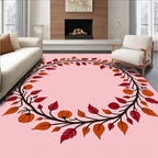 Autumn Pumpkin Leaf Wreath Rug