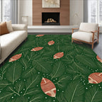 Jungle Green Leafy Botanical Background Rug