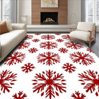 Crimson Snowflake Winter Arrangement Rug