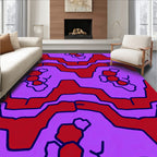 Crimson Purple Abstract Geometric Wave Rug