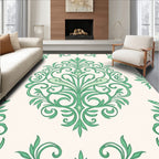 Elegant Green Floral Medallion Rug