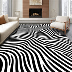 Monochrome Abstract Zebra Stripe Floor Covering Rug