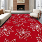 Crimson White Poinsettia Foliage Rug