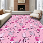 Pink Silver Whimsical Snowflakes Rug