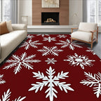 Crimson Snowflake Scatter Holiday Rug