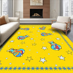 Bright Yellow Whimsical Star Jar Rug