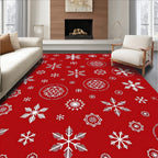 Crimson White Snowflake Medley Rug