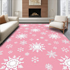 Pink and White Snowflake Cluster Rug