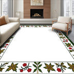Crimson floral green leaf border Rug