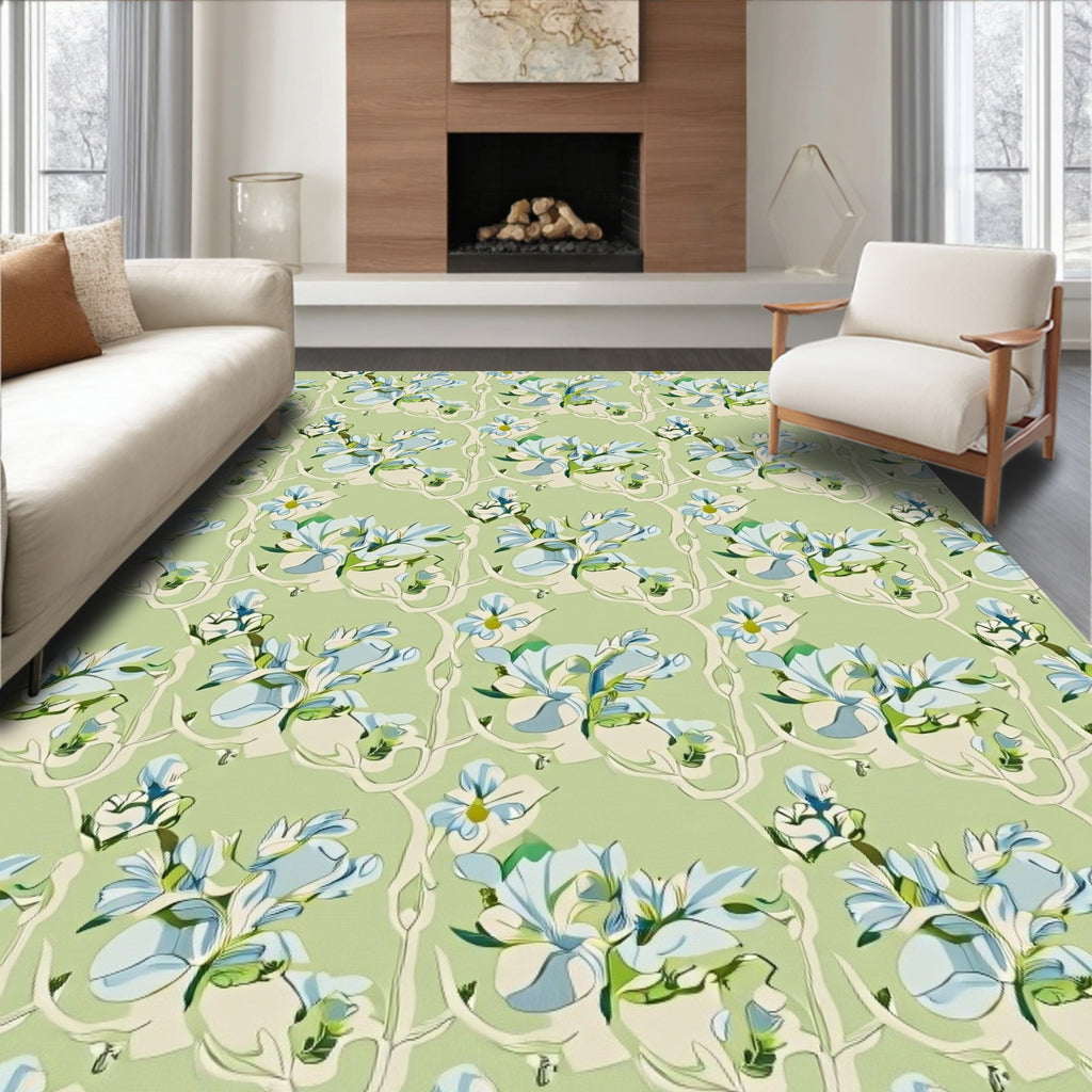 Soft Pastel Floral Vine Arrangement Rug
