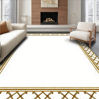Golden Interlocking Lattice Border Rug