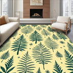 Forest Green Fern Foliage Yellow Rug