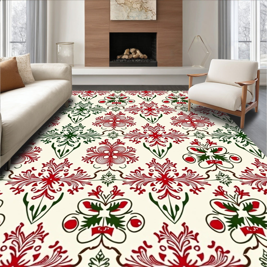 Red and Green Ornate Floral Medallion Rug