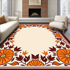 Autumn Pumpkin Floral Border Rug