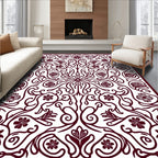 Crimson Floral Vine Scroll Medallion Rug