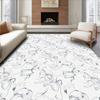 Elegant Gray Sketch Floral Bloom Rug