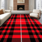 Bold Red Black Plaid Tartan Rug