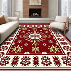 Crimson Snowflake Border Medallion Rug