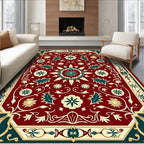 Crimson Teal Floral Medallion Rug